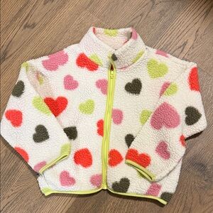 Old Navy White Fleece Jacket with colored hearts - size M (8)